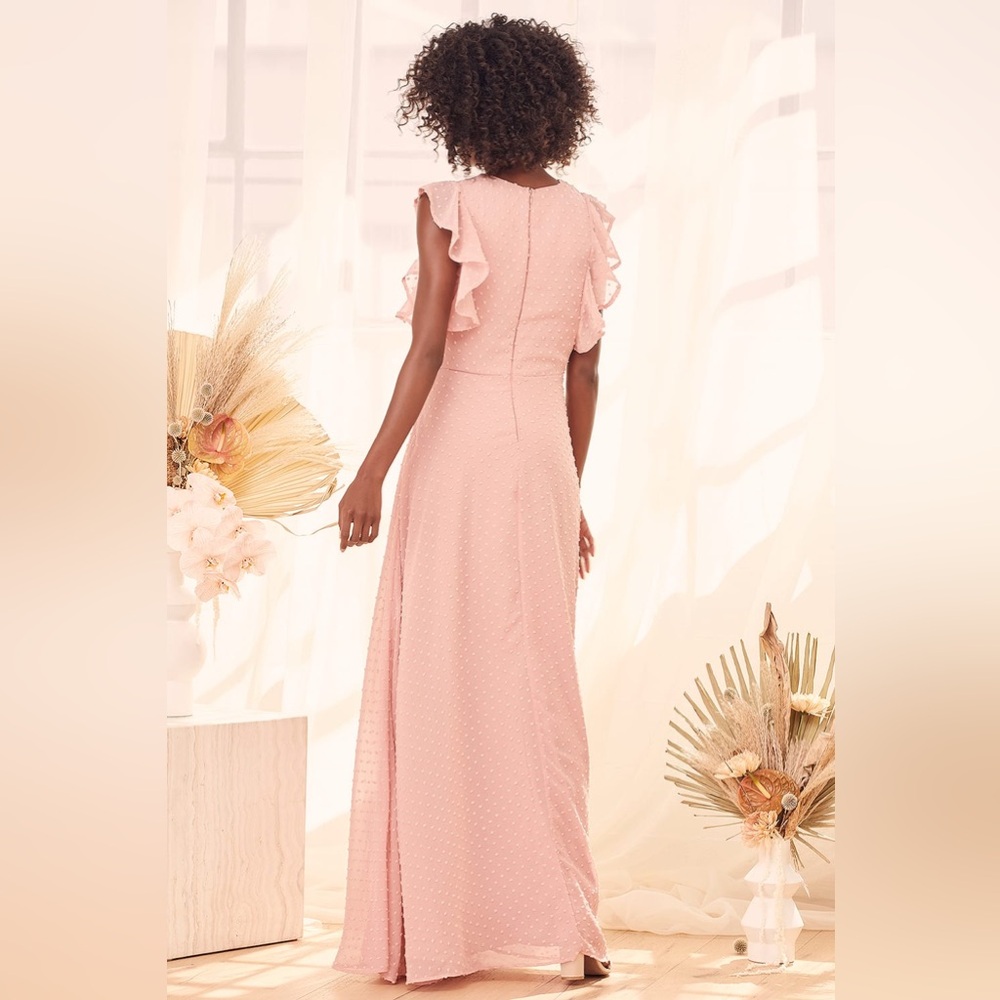 Lulu's Love Story Light Pink Swiss Dot Maxi Dress- Sz Medium Sold Out online! - Picture 2 of 10
